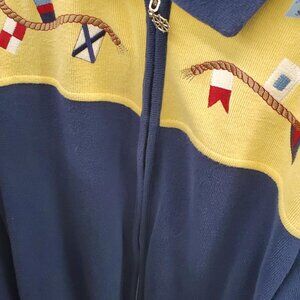 1X Breckenridge Embroidered Nautical Full Zipper Boat Rope Jacket Plus Size